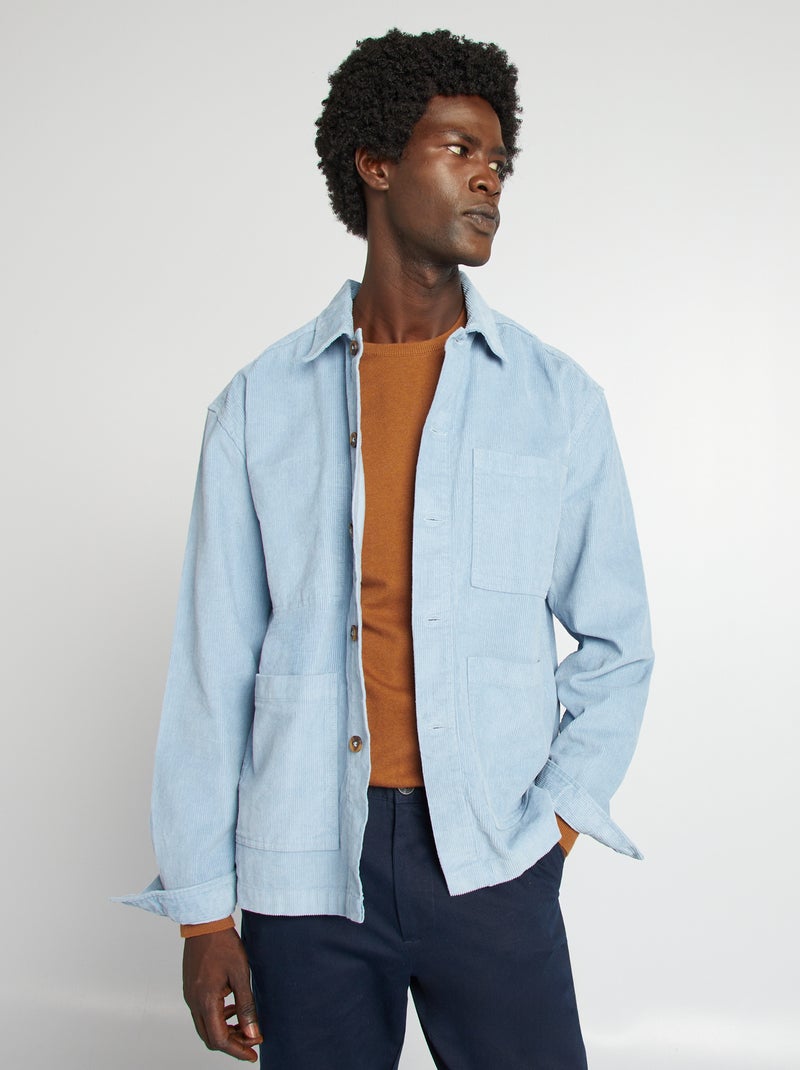 Overshirt regular in velluto BLU - Kiabi