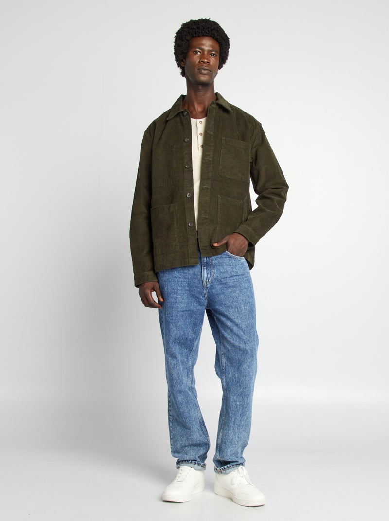 Overshirt regular in velluto KAKI - Kiabi