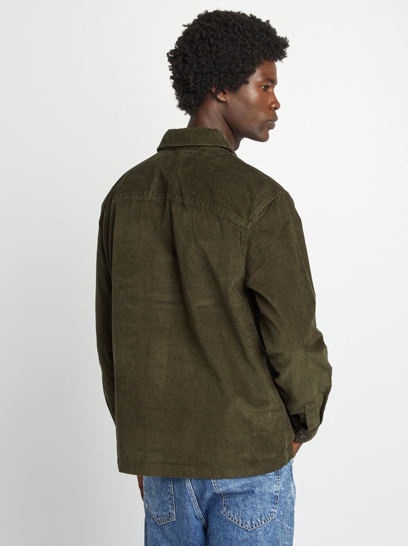 Overshirt regular in velluto KAKI - Kiabi