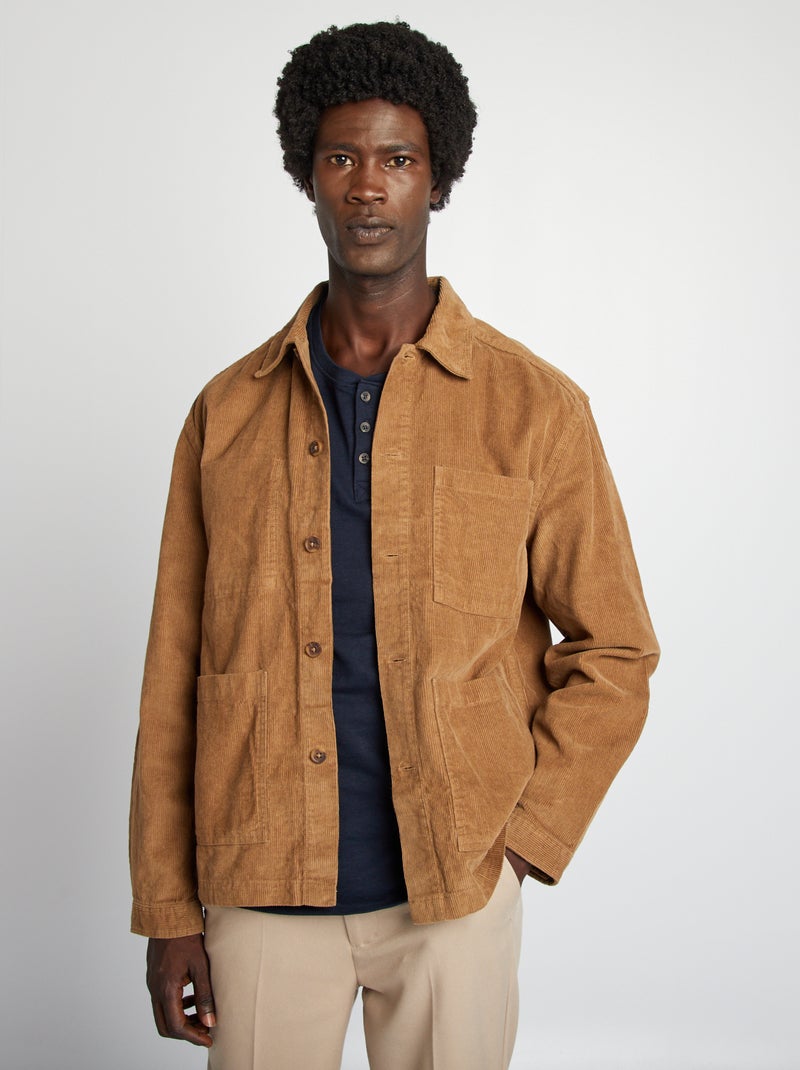 Overshirt regular in velluto MARRONE - Kiabi