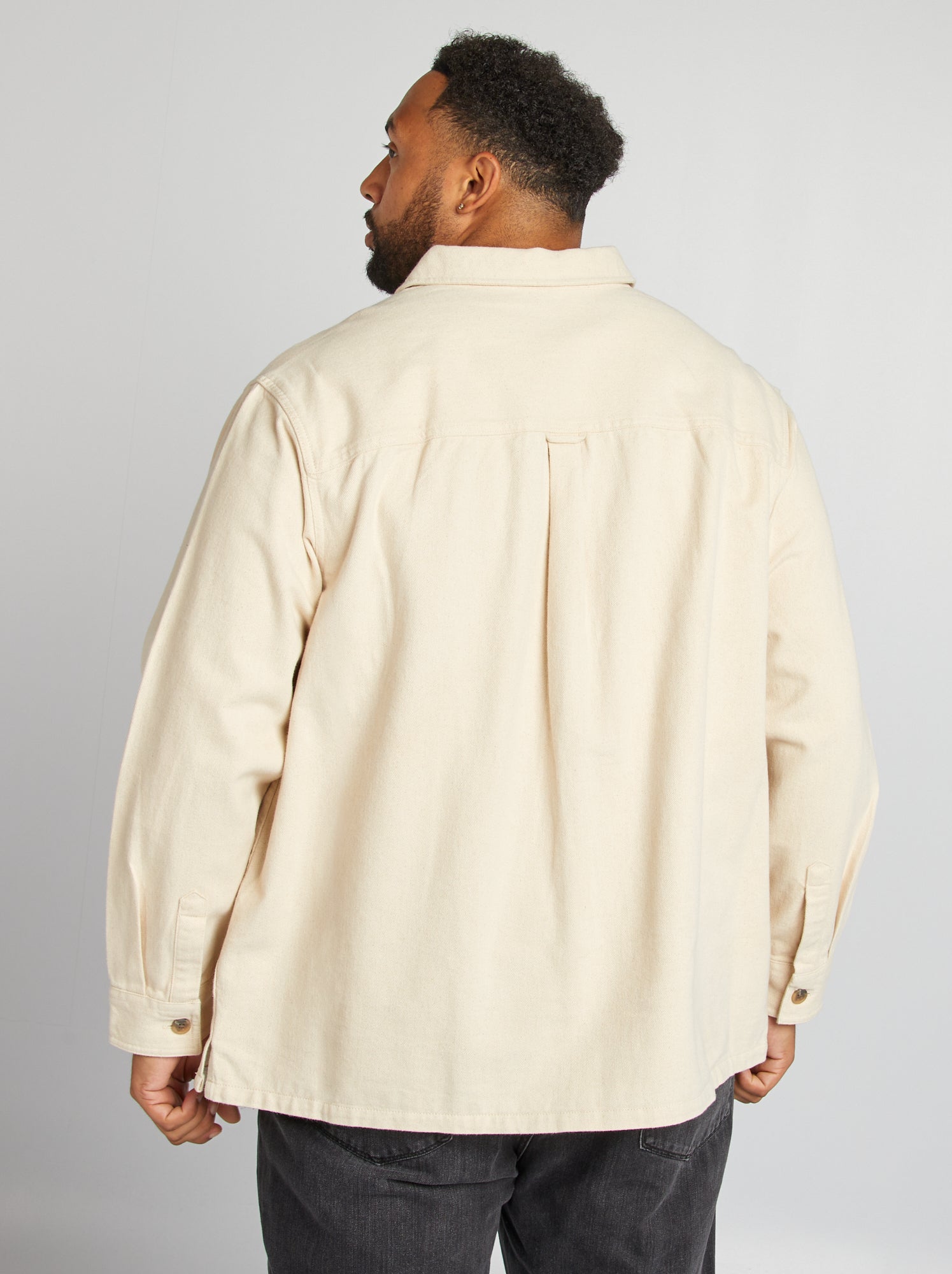 Camicia Uomo In Lino E Cotone A Maniche Lunghe - Colletto Alla Coreana Con Taschino - Leggera E Fresca Per L'Estate - Bianco, Taglia L - J.VER