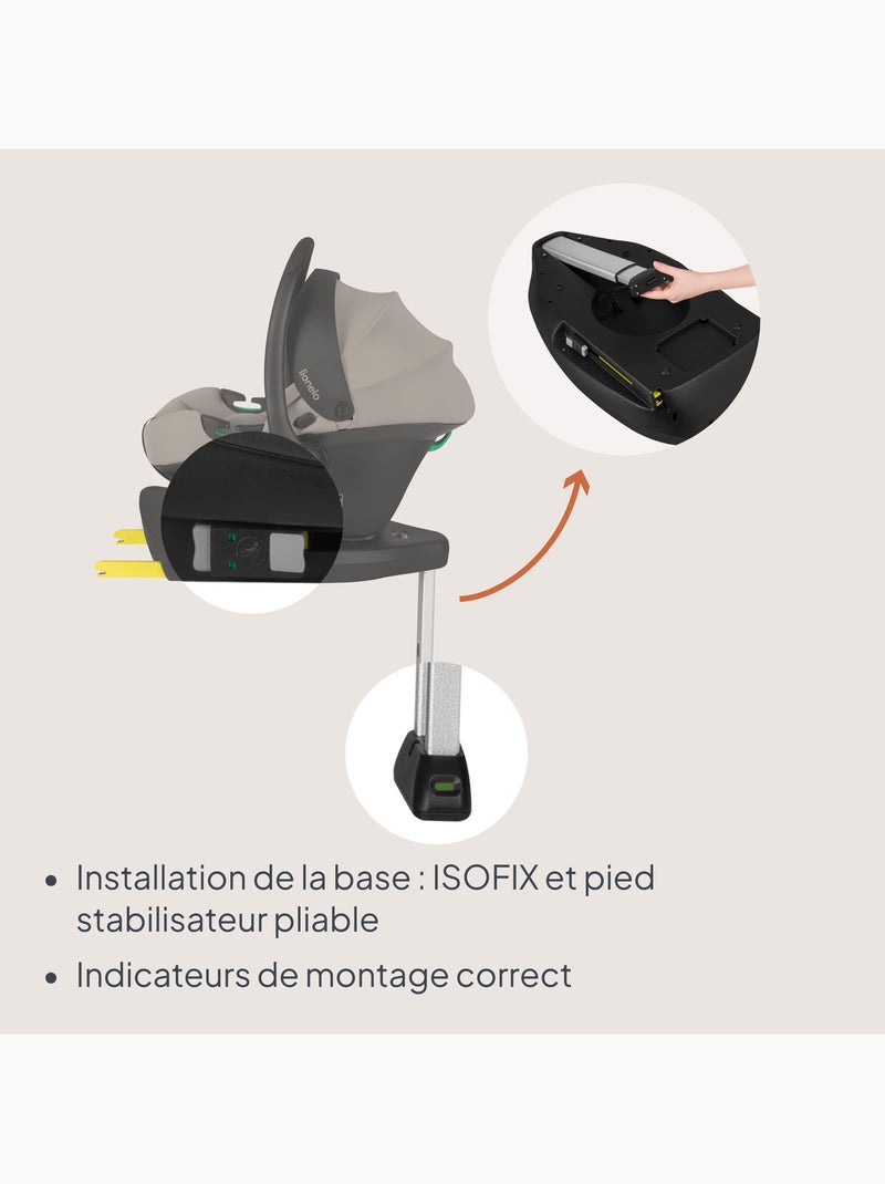 Ovetto auto con base isofix 180° - astrid i-size - premiato dall’adac - seggiolino auto 40-87cm Beige scuro - Kiabi