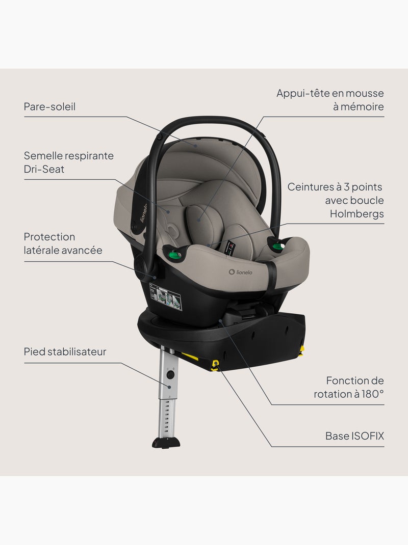 Ovetto auto con base isofix 180° - astrid i-size - premiato dall’adac - seggiolino auto 40-87cm Beige scuro - Kiabi