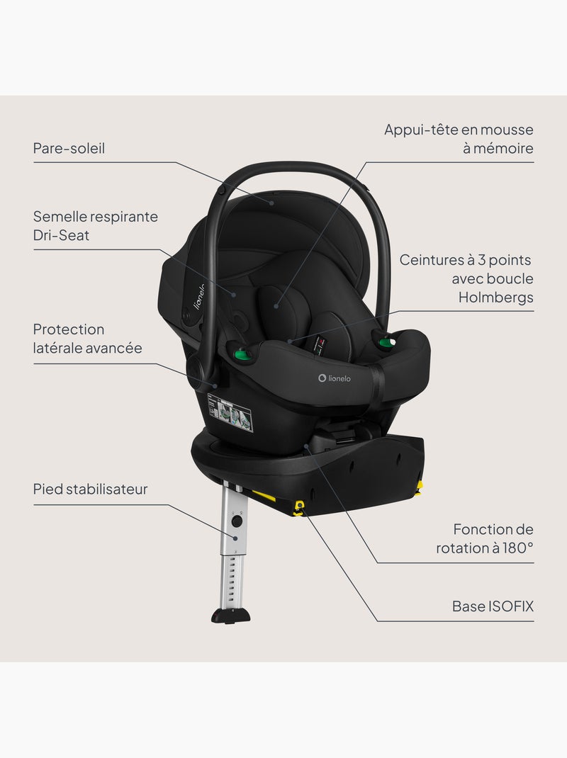 Ovetto auto con base isofix 180° - astrid i-size - premiato dall’adac - seggiolino auto 40-87cm Nero Nero - Kiabi