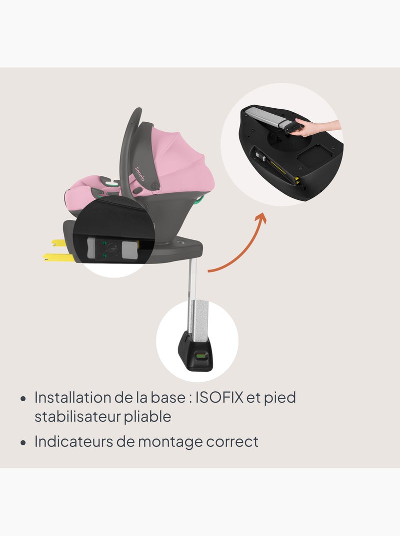 Ovetto auto con base isofix 180° - astrid i-size - premiato dall’adac - seggiolino auto 40-87cm Rosa - Kiabi