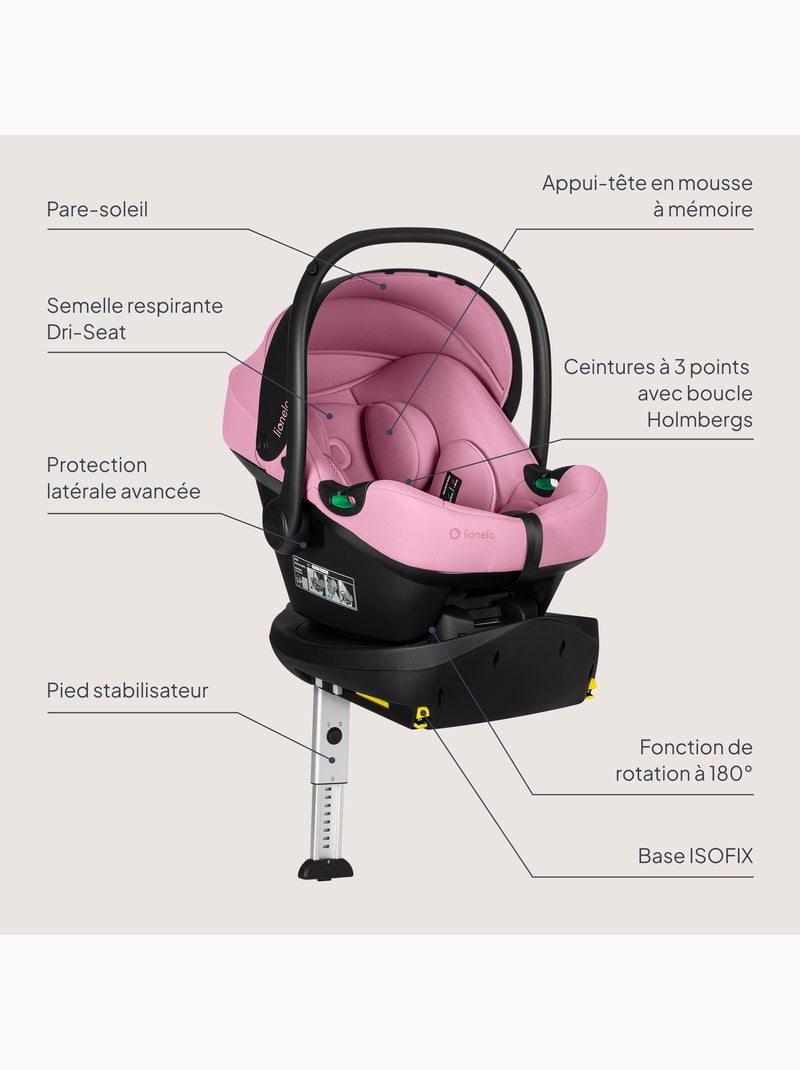 Ovetto auto con base isofix 180° - astrid i-size - premiato dall’adac - seggiolino auto 40-87cm Rosa - Kiabi