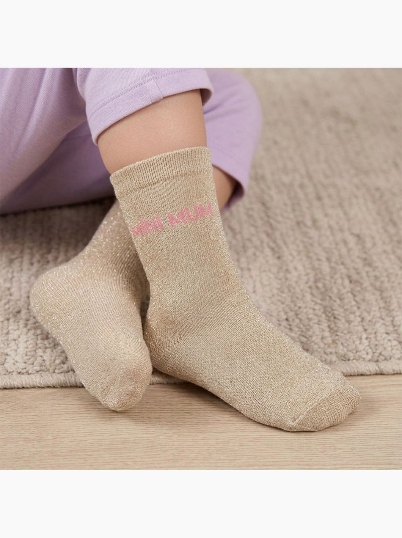 OZABI Calzini da bambina con paillettes e scritta divertente Beige - Kiabi