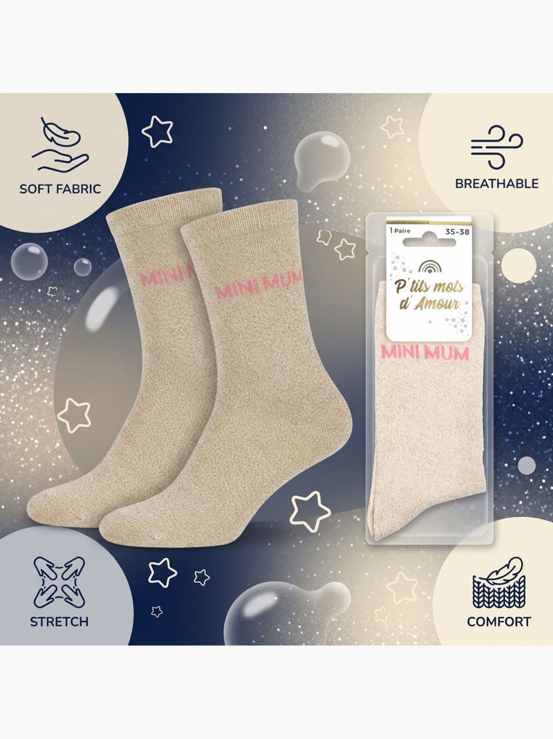 OZABI Calzini da bambina con paillettes e scritta divertente Beige - Kiabi