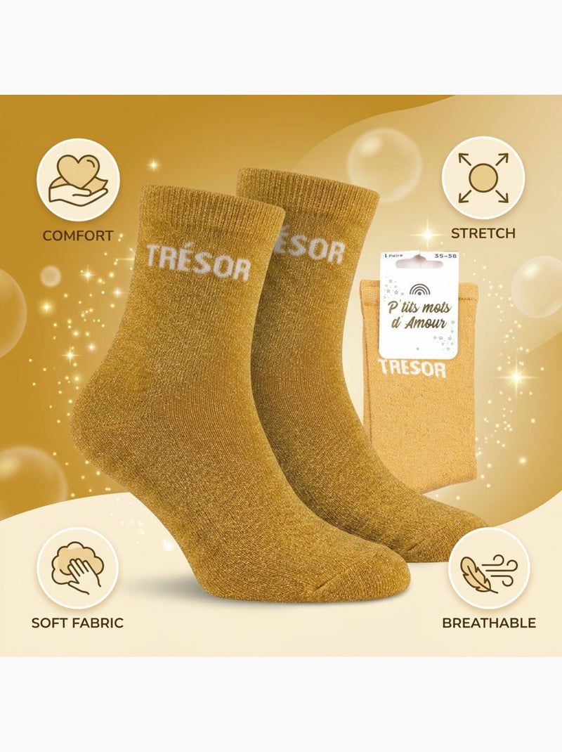 OZABI Calzini da bambina con paillettes e scritta divertente Oro - Kiabi