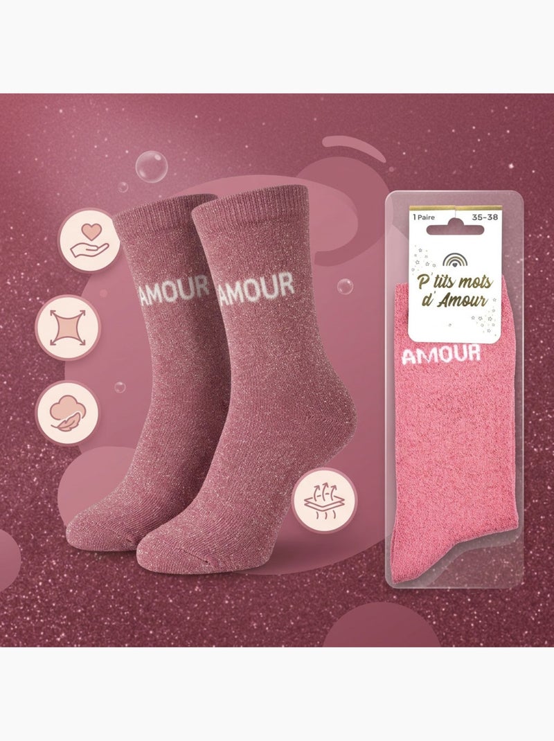 OZABI Calzini da bambina con paillettes e scritta divertente Rosa - Kiabi
