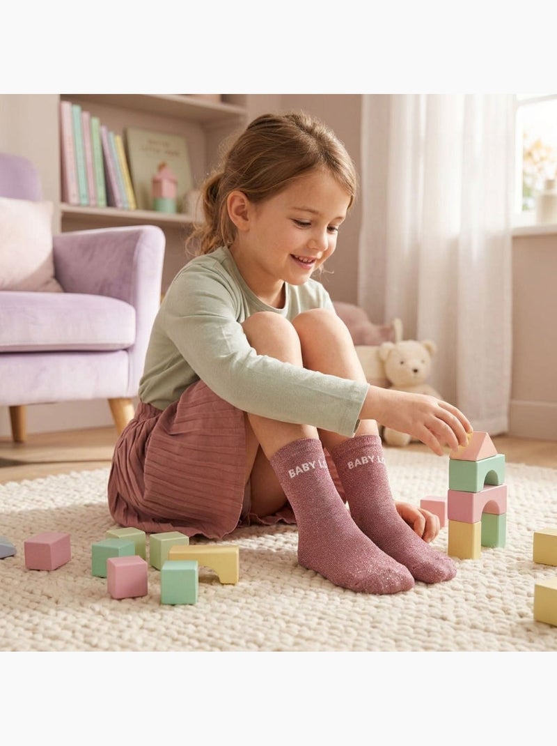 OZABI Calzini da bambina con paillettes e scritta divertente Salmone - Kiabi