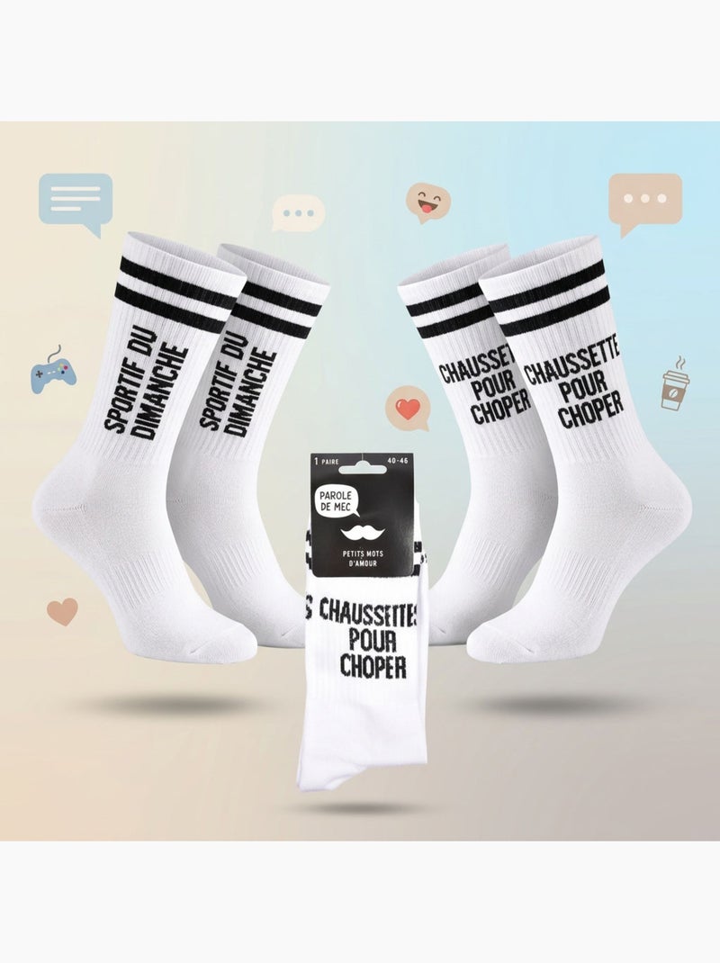 OZABI Calzini da uomo con messaggi divertenti Confezione da 2 paia Bianco Bianco - Kiabi