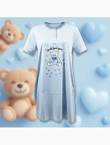 OZABI Camicia da notte da donna in microfibra a maniche corte