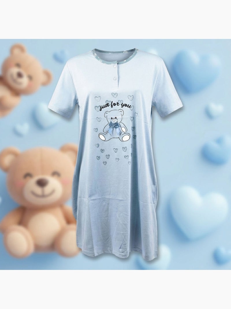 OZABI Camicia da notte da donna in microfibra a maniche corte Blu - Kiabi