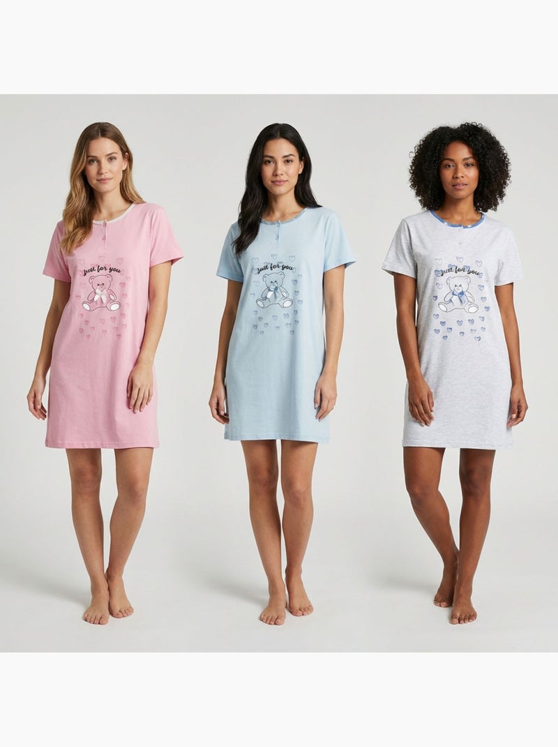 OZABI Camicia da notte da donna in microfibra a maniche corte Blu - Kiabi