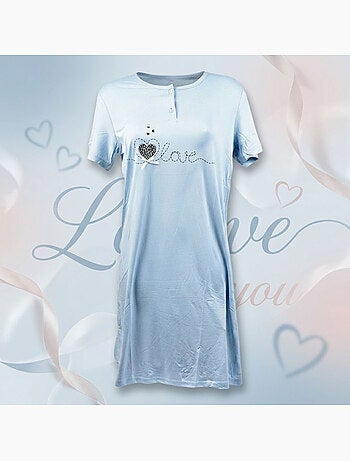 OZABI Camicia da notte da donna in microfibra a maniche corte