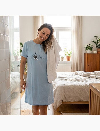 OZABI Camicia da notte da donna in microfibra a maniche corte