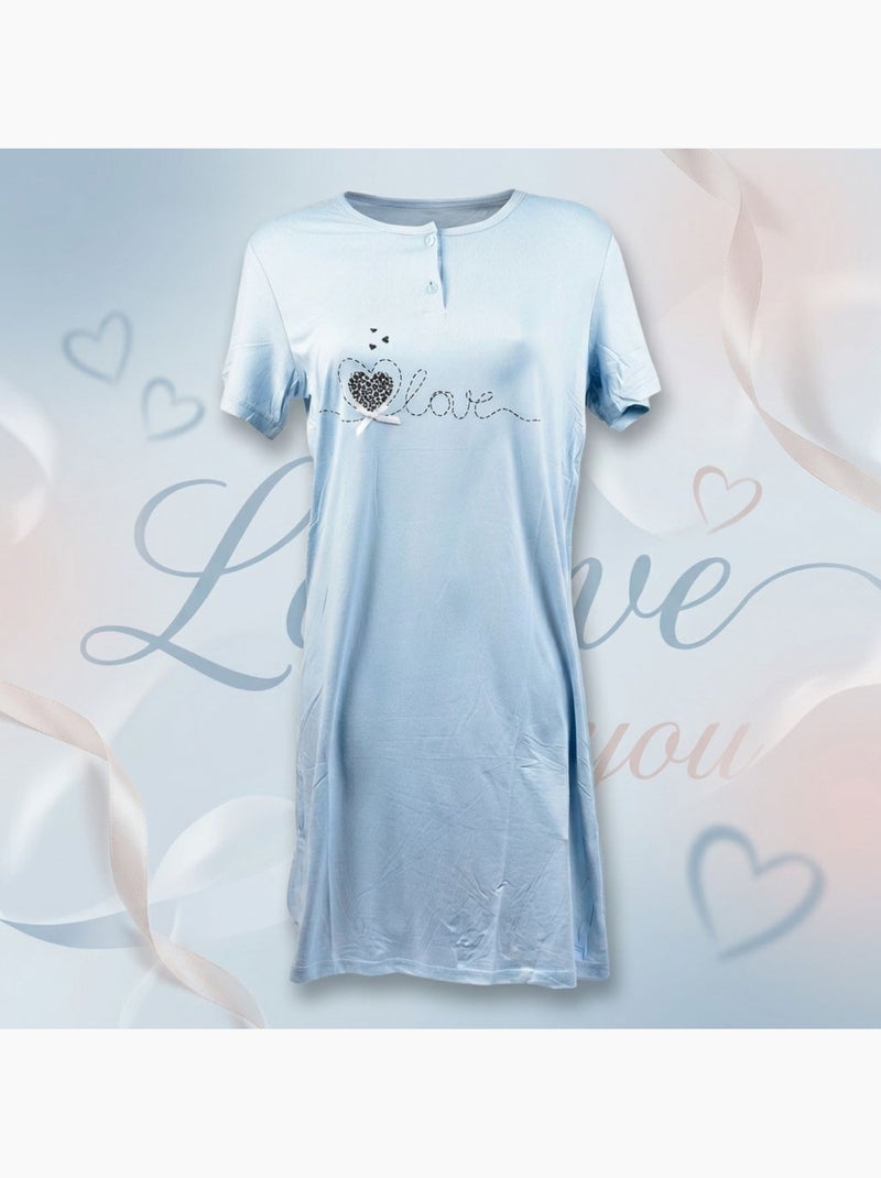 OZABI Camicia da notte da donna in microfibra a maniche corte Blu - Kiabi