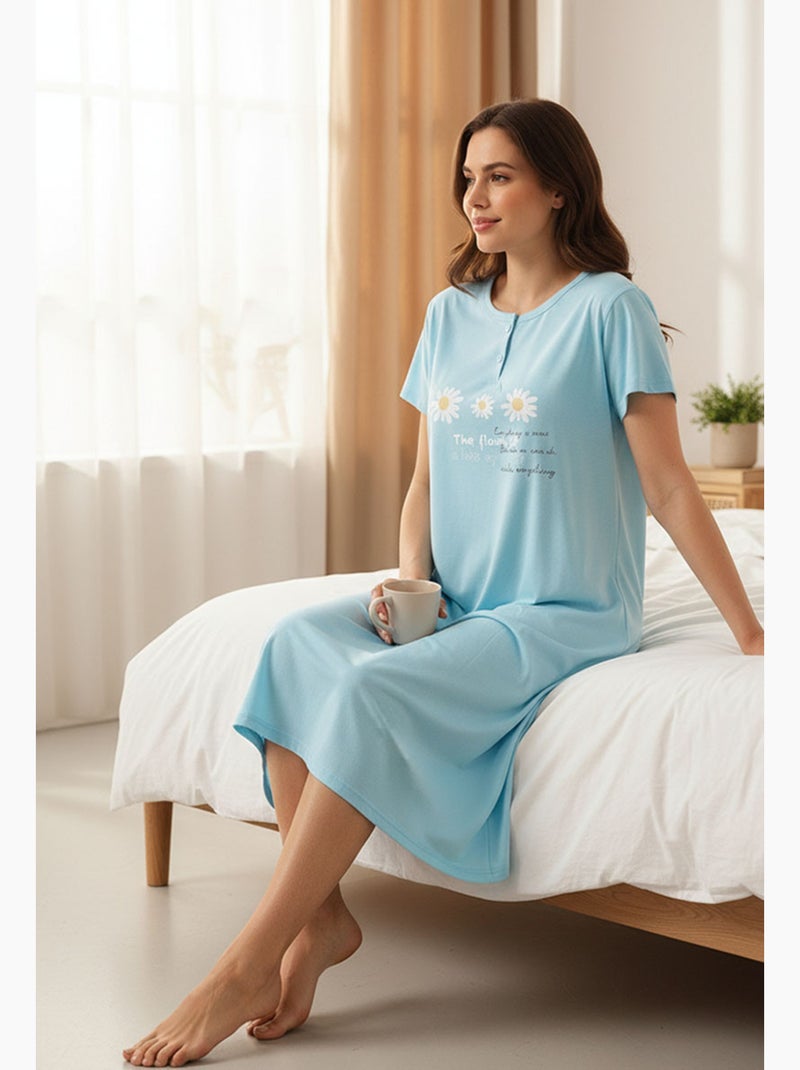 OZABI Camicia da notte da donna in microfibra a maniche corte Blu - Kiabi