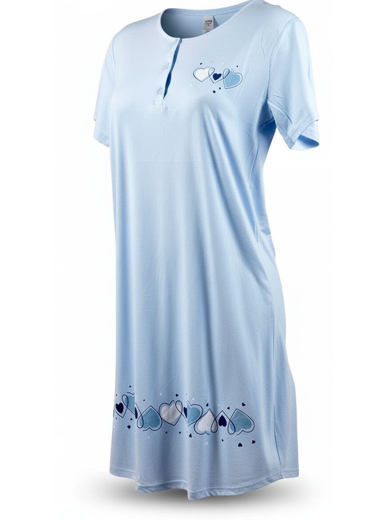 OZABI Camicia da notte da donna in microfibra a maniche corte Blu - Kiabi