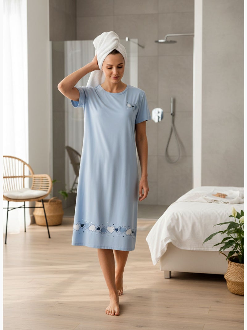 OZABI Camicia da notte da donna in microfibra a maniche corte Blu - Kiabi