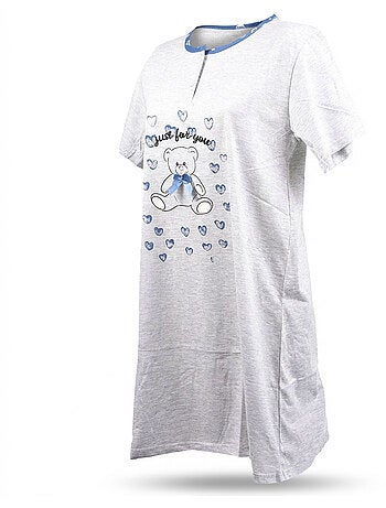 OZABI Camicia da notte da donna in microfibra a maniche corte