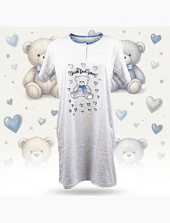 OZABI Camicia da notte da donna in microfibra a maniche corte