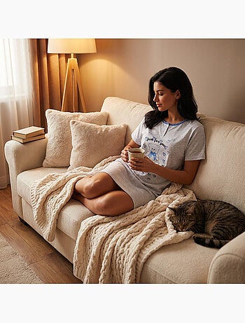 OZABI Camicia da notte da donna in microfibra a maniche corte