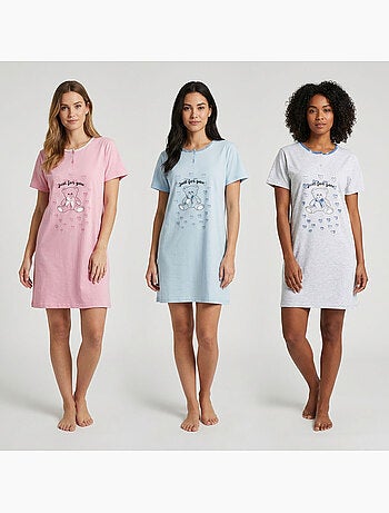 OZABI Camicia da notte da donna in microfibra a maniche corte