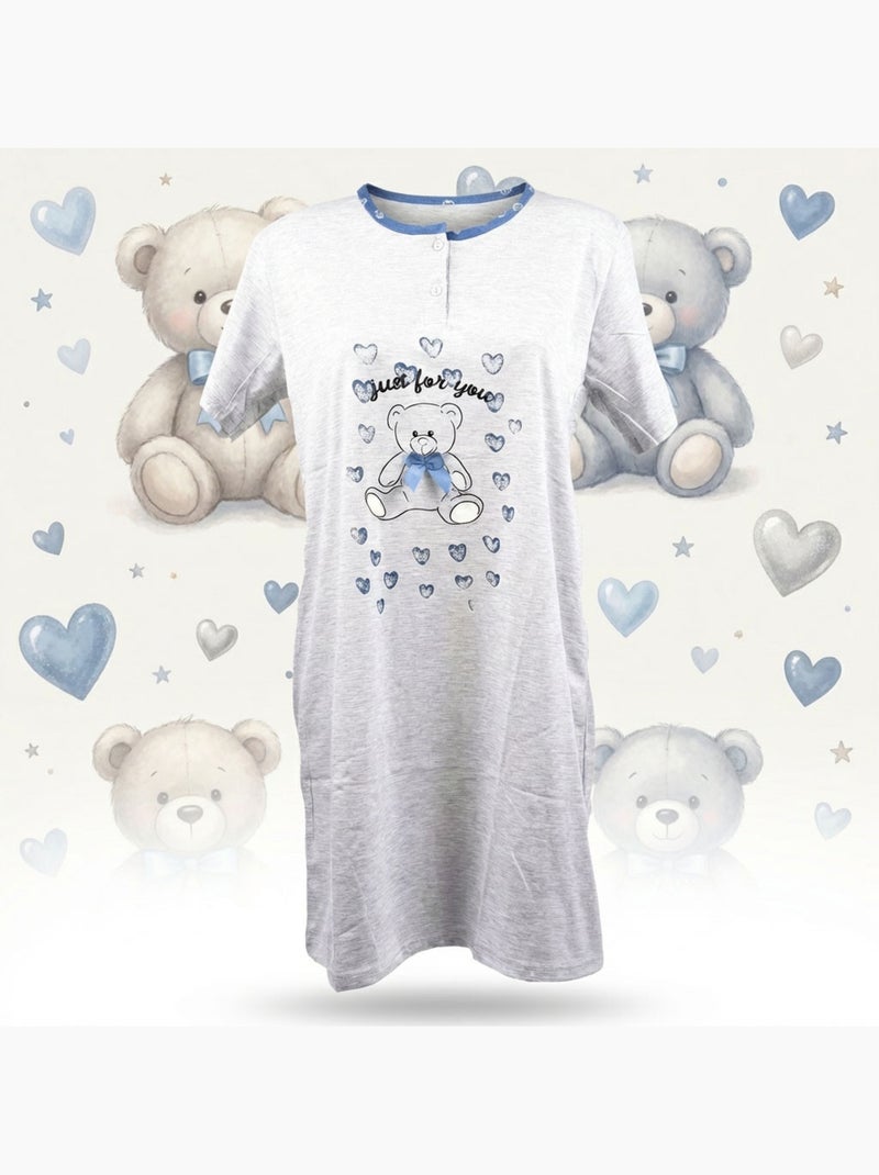 OZABI Camicia da notte da donna in microfibra a maniche corte Grigio - Kiabi