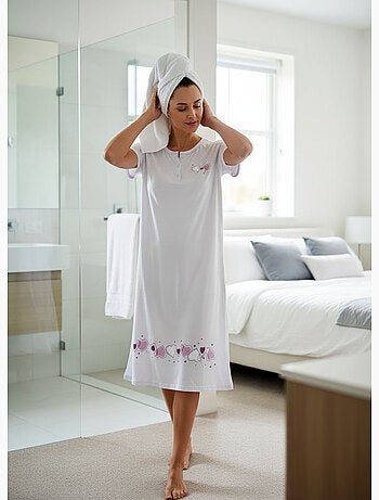 OZABI Camicia da notte da donna in microfibra a maniche corte