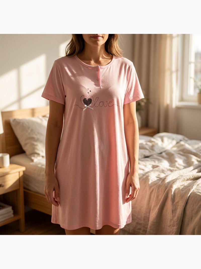 OZABI Camicia da notte da donna in microfibra a maniche corte Rosa - Kiabi