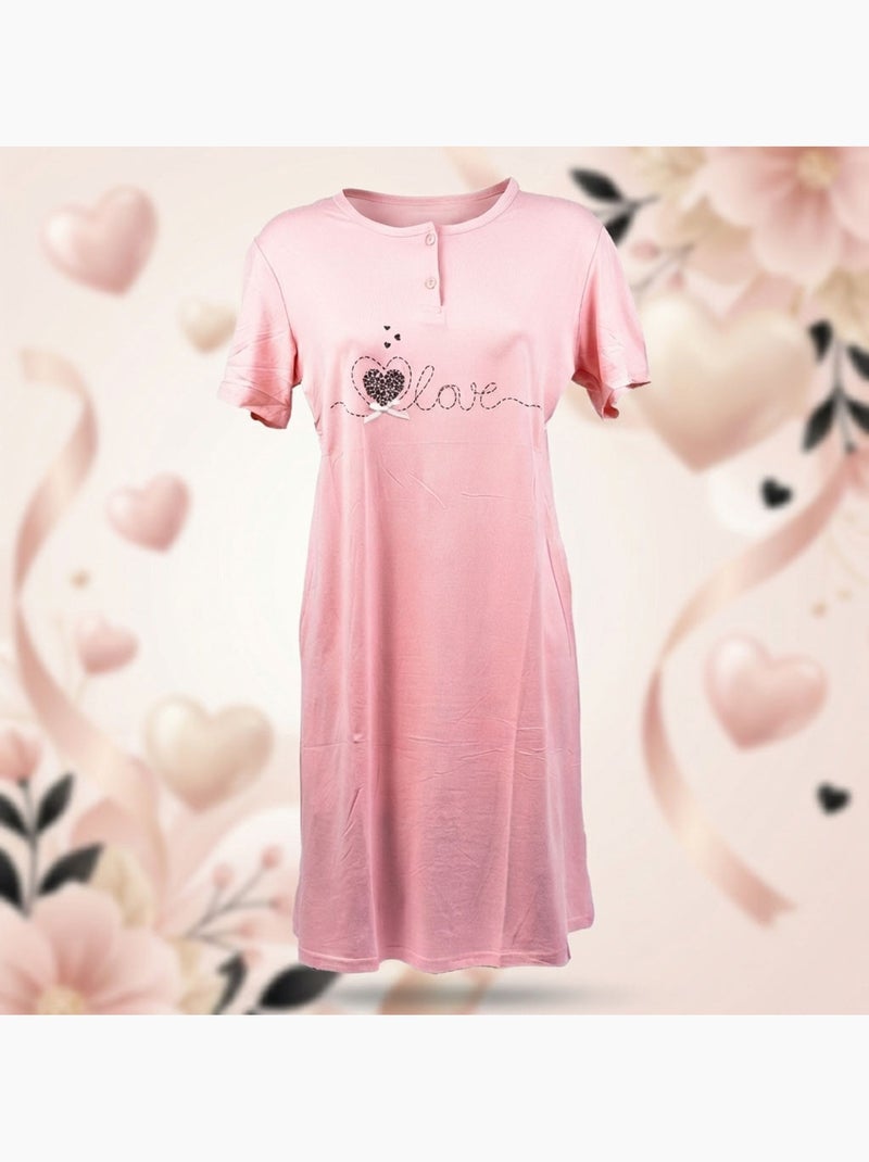 OZABI Camicia da notte da donna in microfibra a maniche corte Rosa - Kiabi