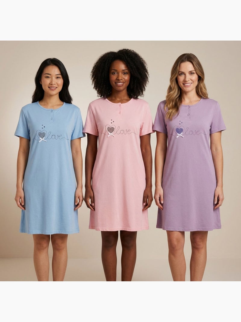 OZABI Camicia da notte da donna in microfibra a maniche corte Rosa - Kiabi