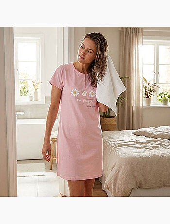 OZABI Camicia da notte da donna in microfibra a maniche corte