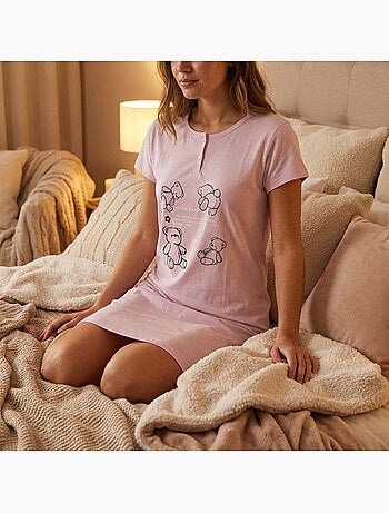 OZABI Camicia da notte da donna in microfibra a maniche corte