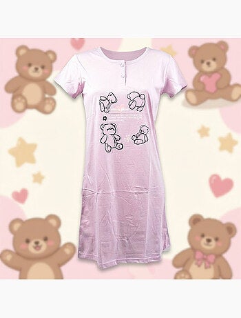 OZABI Camicia da notte da donna in microfibra a maniche corte