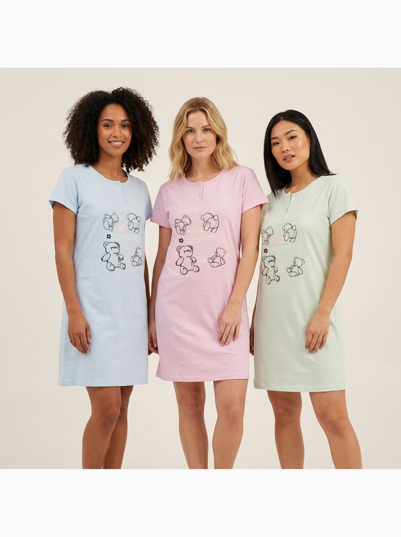 OZABI Camicia da notte da donna in microfibra a maniche corte Rosa - Kiabi