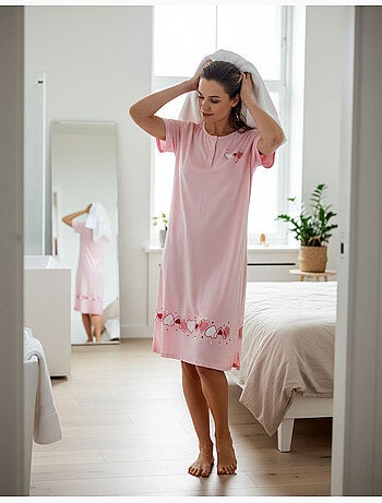 OZABI Camicia da notte da donna in microfibra a maniche corte