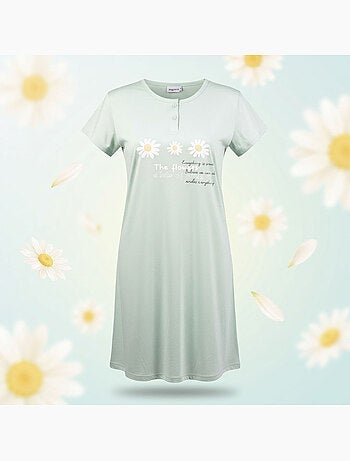 OZABI Camicia da notte da donna in microfibra a maniche corte