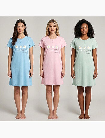 OZABI Camicia da notte da donna in microfibra a maniche corte