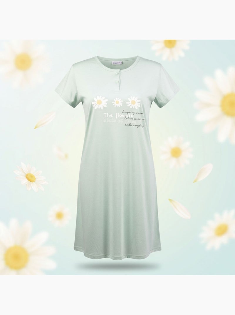 OZABI Camicia da notte da donna in microfibra a maniche corte Verde - Kiabi
