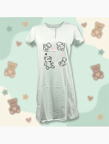 OZABI Camicia da notte da donna in microfibra a maniche corte