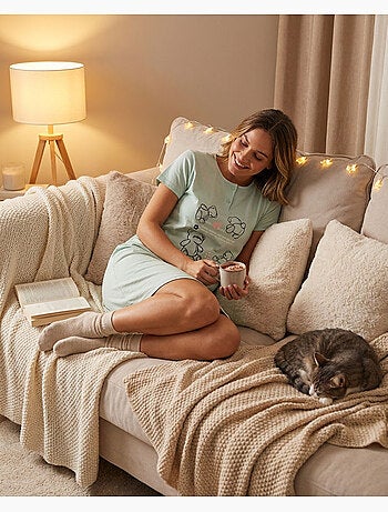 OZABI Camicia da notte da donna in microfibra a maniche corte