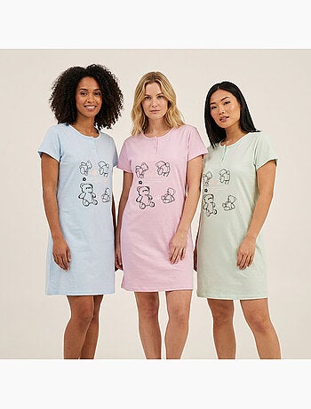 OZABI Camicia da notte da donna in microfibra a maniche corte