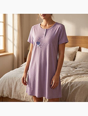 OZABI Camicia da notte da donna in microfibra a maniche corte