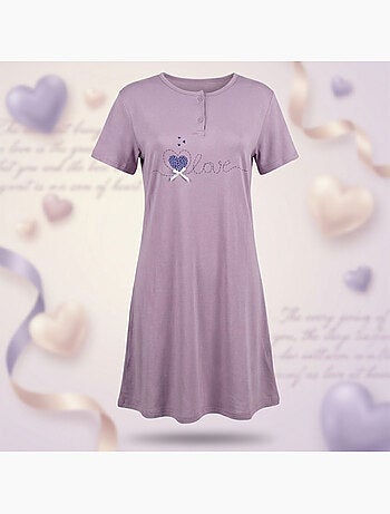 OZABI Camicia da notte da donna in microfibra a maniche corte