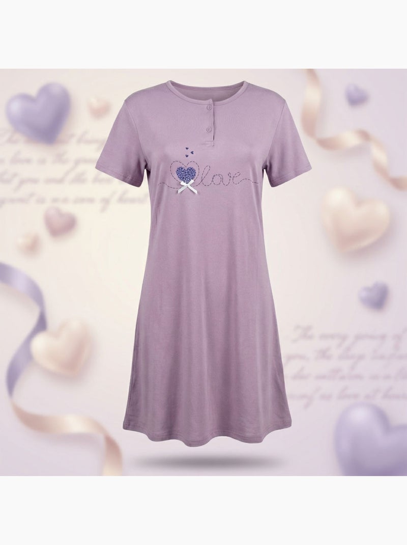 OZABI Camicia da notte da donna in microfibra a maniche corte Viola - Kiabi