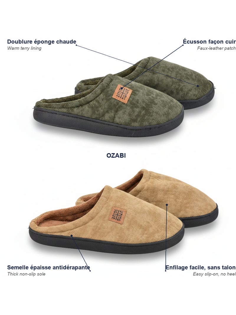 OZABI Confezione 2 Paia Pantofole Uomo Velluto Costato Fodera Spugna Multicolore - Kiabi