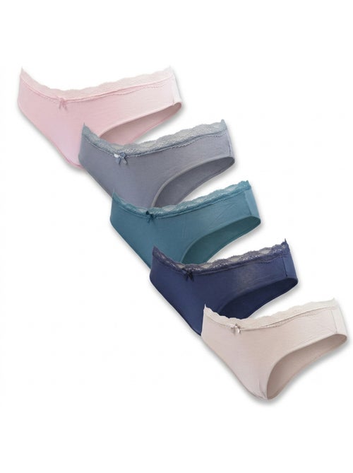 OZABI Confezione 5 Slip Donna Cotone Mini Pizzo Fiocco Satin - Kiabi OZABI Confezione 5 Slip Donna Cotone Mini Pizzo Fiocco Satin - Kiabi